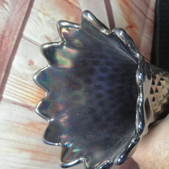 Nothwood Carnival glass Diamond cut pattern vase 10" tall~Nice - Picture 4 of 5